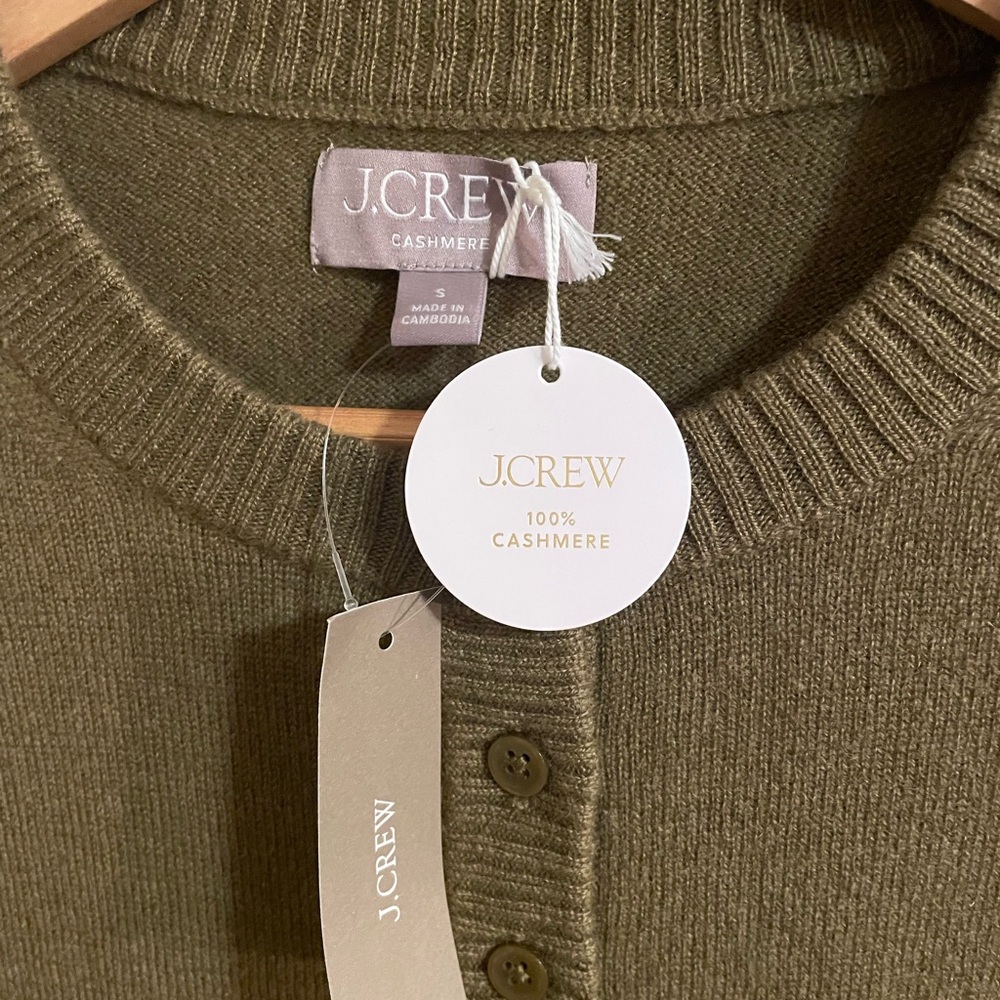 J. Crew Perfect Cashmere Cardigan Sunlit Olive Brand New With Tags size Small - Picture 4 of 6